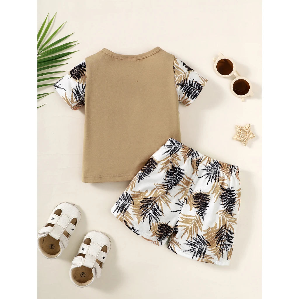 1-3 Years Baby Boy Clothes Set Short Sleeves Top+Shorts 2PCS Summer Daily Casual Outfit Toddler Boy Beach Style Clothing