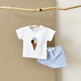 2Pcs Boy Girl Summer New Baby Clothes Sets Children Clothing Ice Cream Print T-shirt+Shorts Infant Toddler Outfit Suit Clothes