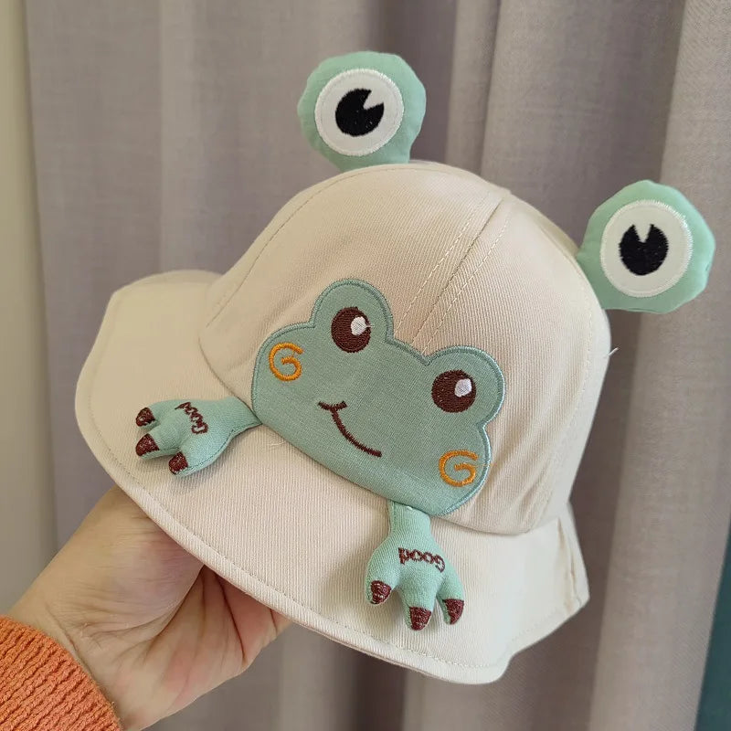 Baby Bucket Hat for Kids Spring Outdoor Boys Girls Sun Hat Summer Cute Frog Toddler Children Fisherman Cap Cotton Panama Bonnet