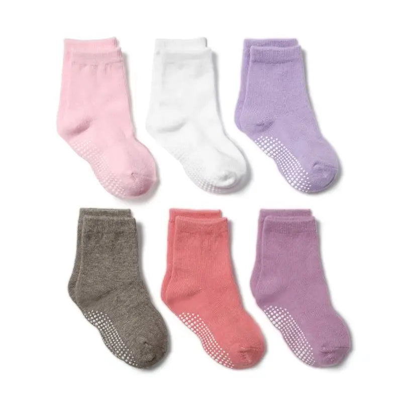 6 Pairs/lot Cotton Sock with Rubber Grips Children's Anti-slip Boat Socks Non-slip Socks for Boys1-7Years