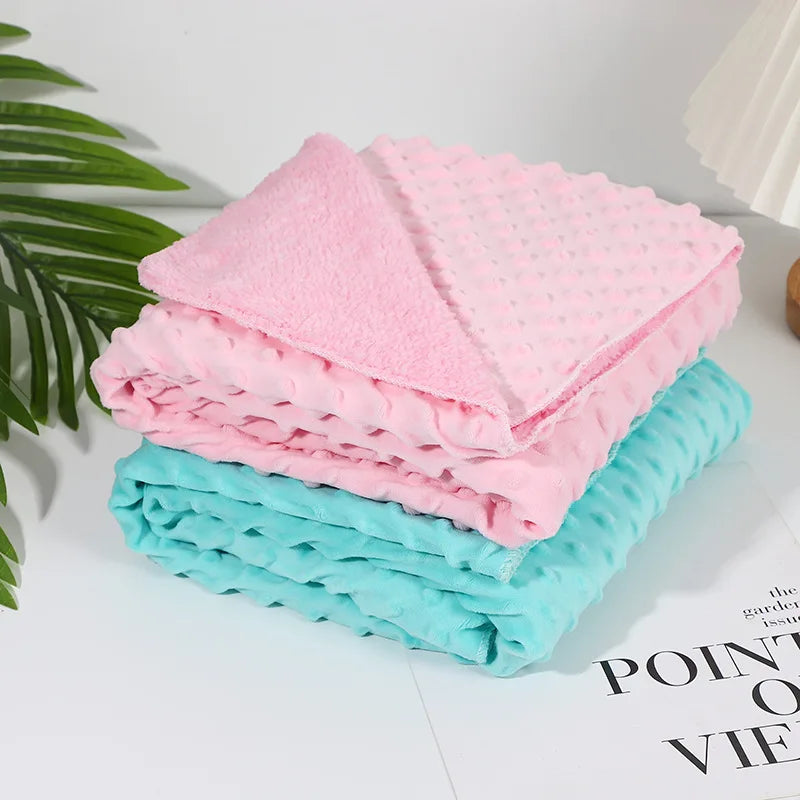 Baby Blanket Solid Color Crystal Velvet Bean Blanket Double Layer Super Soft Children Swaddle Blanket Quilt Newborn Swaddle Blan