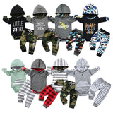 2pcs New Toddler Baby Boy Casual Clothes Set Cotton Long Sleeve Hooded Romper Bodysuit Top and Pants Newborn Outfit for Boys