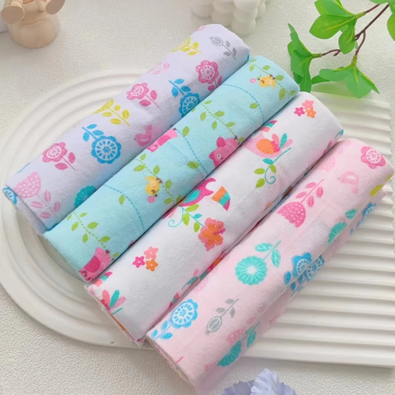 4pcs/pack 100% Cotton Receiving Baby Blanket Newborn 76x76cm Baby Bedsheet Supersoft Flannel Diapers New Born Blanket Swaddle