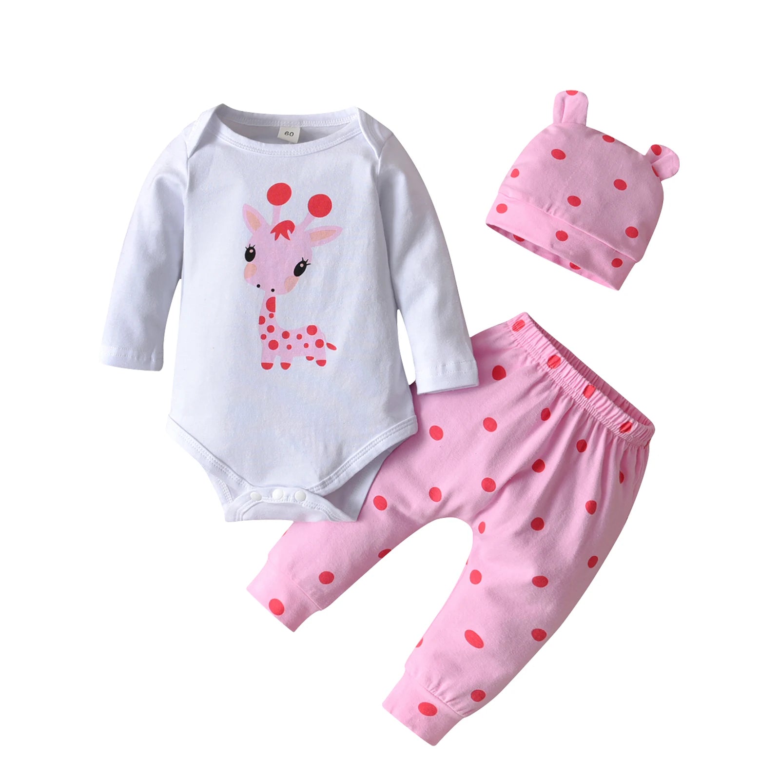 Newborn infant Baby Girls Fashion Clothes Set Letters Printed Cotton Long Sleeve Bodysuit Top + Hearts Pattern Pants + Headband