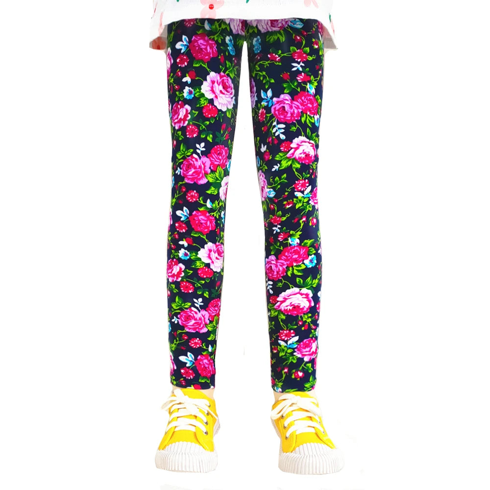 Cute Girls Leggings Spring Autumn Printing Flower Pants Sweet Girl Pencil Pants Kids Trousers Children Clothing