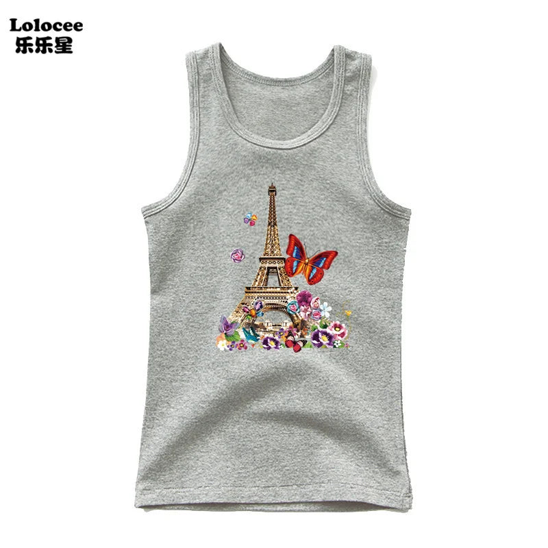 2023 New Girls Cute Singlet Underwear Princess Cotton Tank Tops Cartoon Kawaii Girl Print Sleeveless Shirt