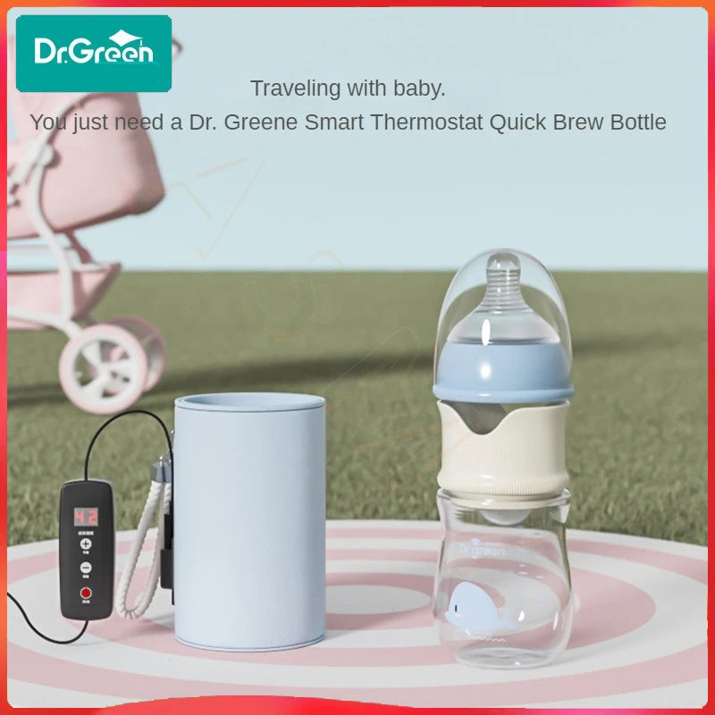 Dr.Green Smart Thermostat Newborn Baby Bottle PPSU 150+240 Combination set Sealed isolation Fast milk filling Removable/Washable