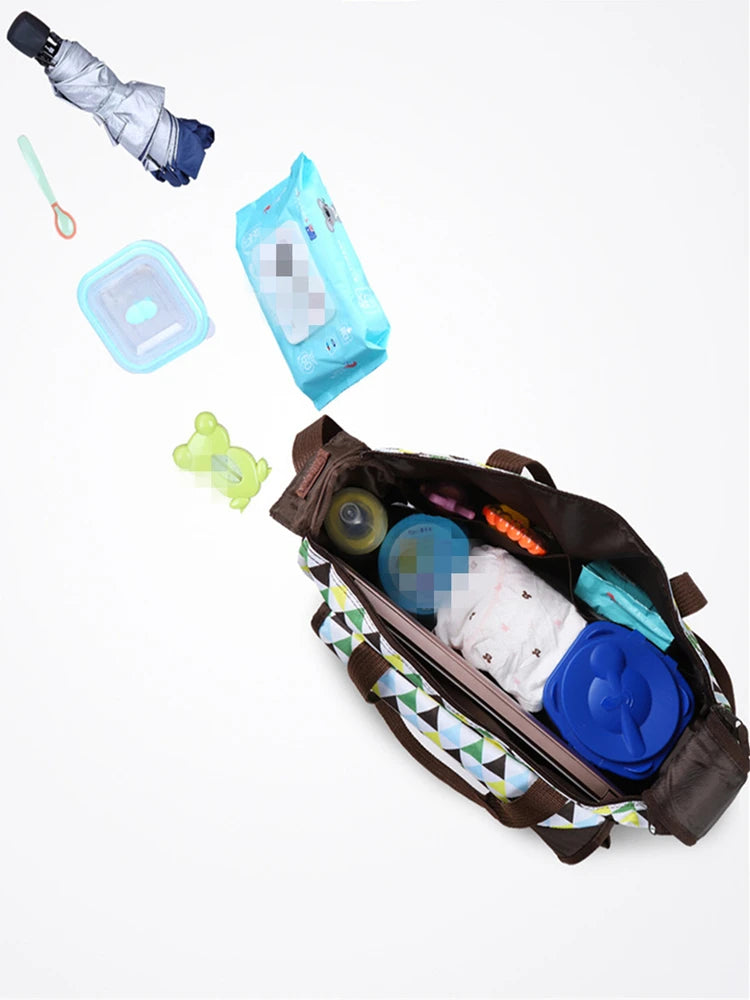 Five piece Mom's Bag Multi functional Large Capacity Cartoon Pattern Single Shoulder Diagonal Straddle Bag Mom's Bag Urine Bag