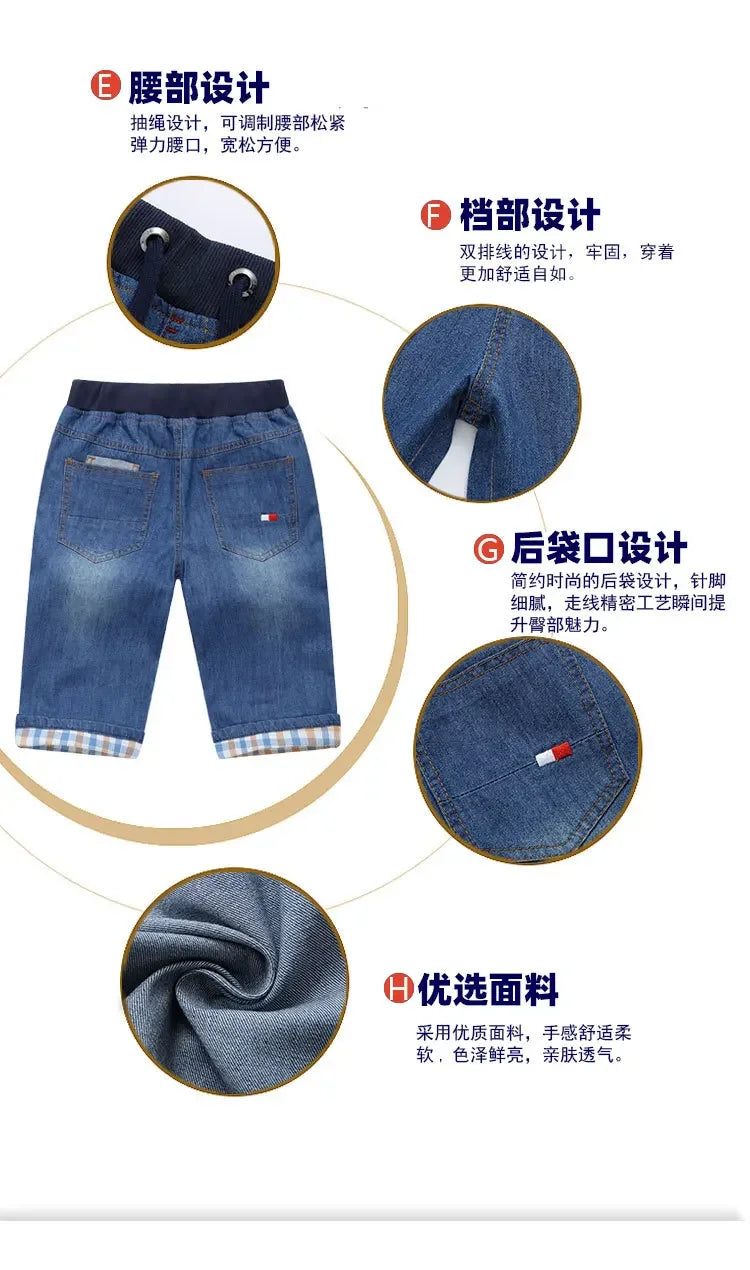 4 To 13 Years Kids Boys Denim Shorts New Summer Casual Children Boys Jeans Shorts Cotton Breathable Soft Kids Boys Trousers