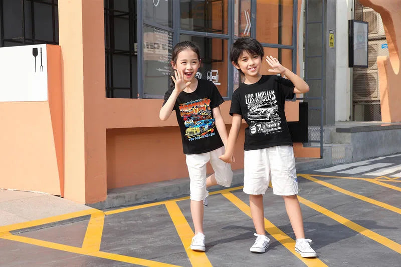 Boys and Girls Short-sleeved T-shirt Summer Wear 2024 New Children's Thin Summer Tops Boys Casual Style Half-sleeved 100-160