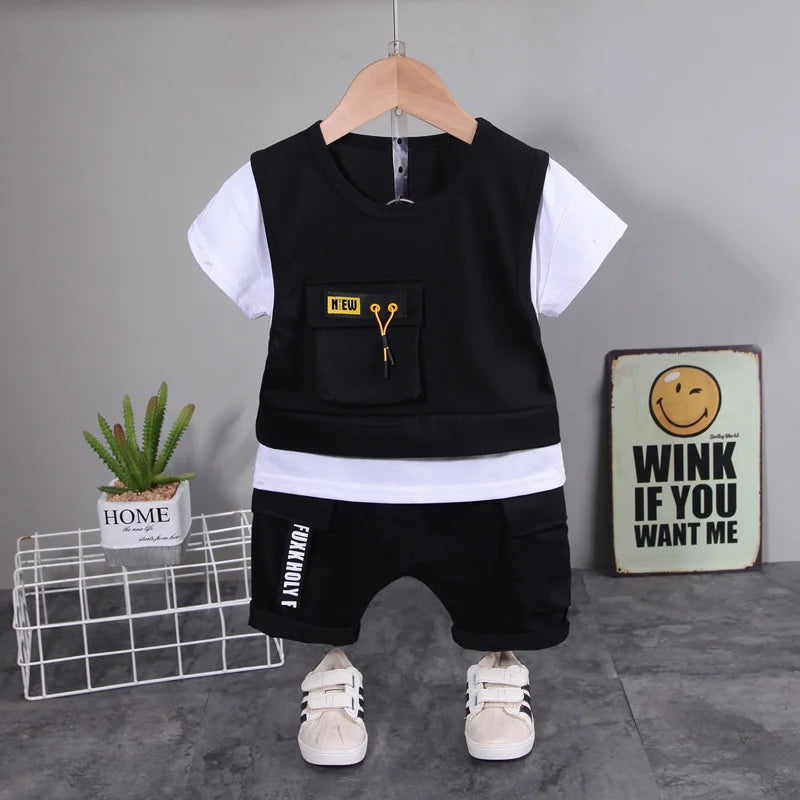 New Summer Baby Girl Clothes Infant Boys Clothing Children Casual T-Shirt Shorts 2Pcs/Set Toddler Sports Costume Kids Tracksuits