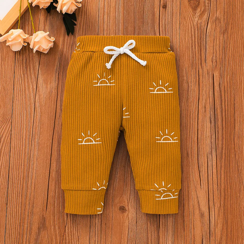 3PCS Baby Boy Clothes Set Spring Autumn Knitted V-neck Romper+infant Pants+Cap Newborn Outfit