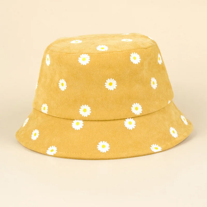 Summer Wide Brim Daisy Pattern Kids Bucket Hat Cute Flower Baby Boys Girls Sun Hat Soft Kids Chilren Fisherman Panama Caps