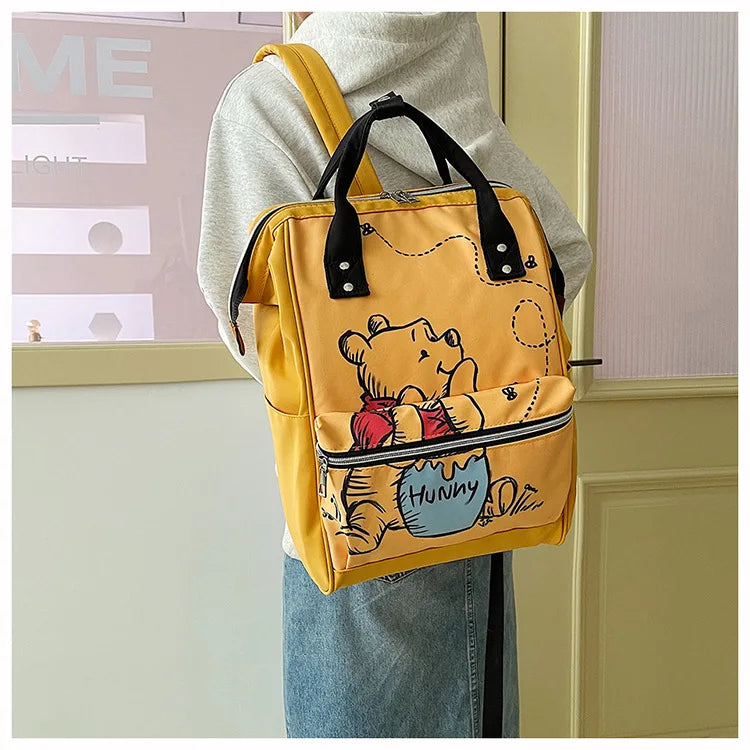 Disney New Mommy Bag Fashion Cartoon Print Large Capacity Mommy Bag Mother and Baby Bag Waterproof Bottle Diaper Backpack