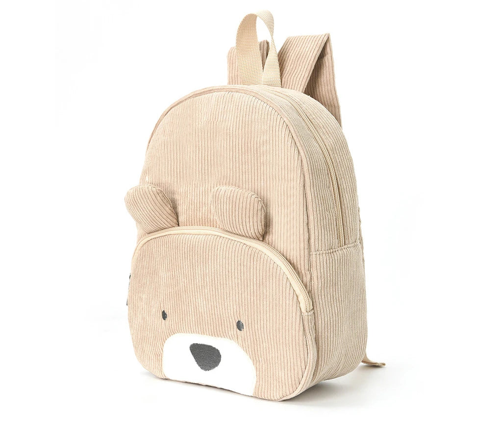 Customized Name Toddler Backpack Cartoon Bear Corduroy Large Capacity Backpack Embroidered Name Backpack Plush Bag