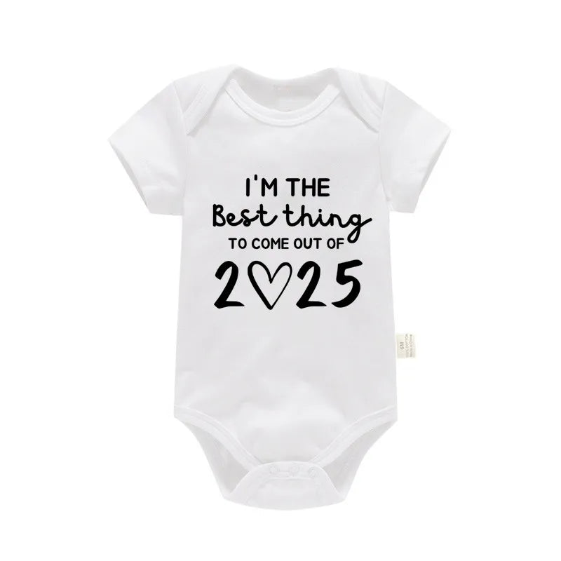 I'm the Best Thing 2025 Newborn Baby Clothes White Cotton Summer Bodysuits for Infants Short Sleeve Boys Girls Romper