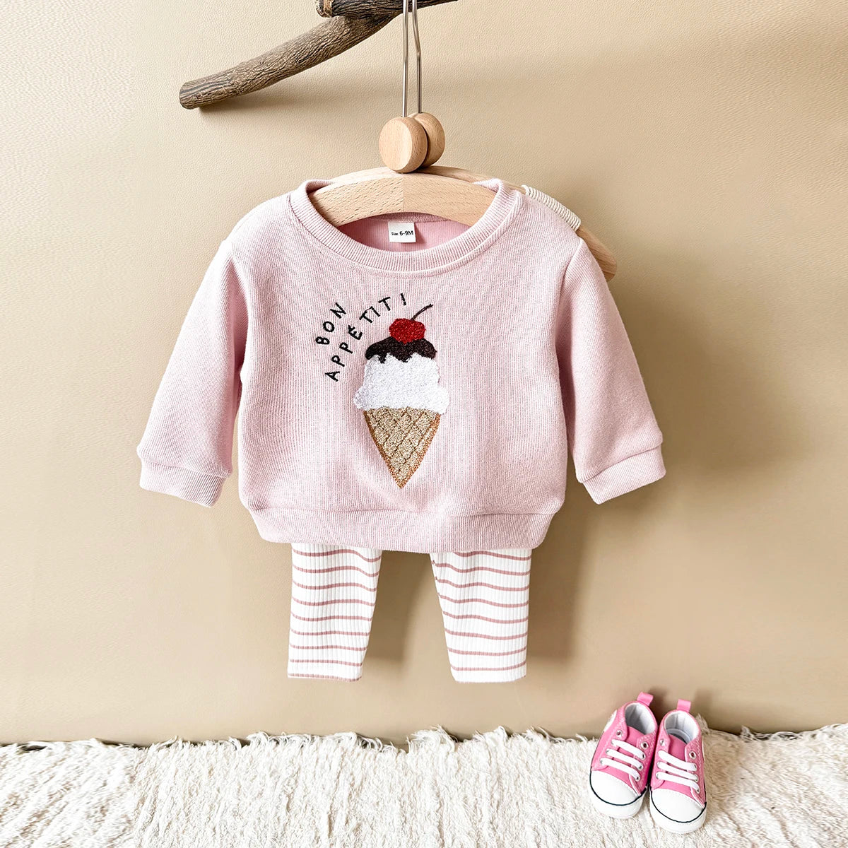 Newborn Girl Clothes Autumn Infant Outfit Sets Long Sleeve 2Pcs Pink Baby Kids Children Clothes Tracksuit Spring Top Pants