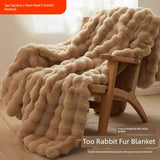 Accessible Luxury Coral Fleece Blanket Thickening Winter Rabbit Plush Sofa Blanket Office Nap Blanket Shawl Blanket Dormitory