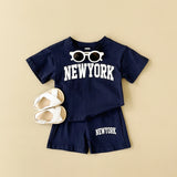 2024 New Summer Baby Boys Clothes Casual Letter Printed Short Sleeved T-shirt+shorts Girls Sports Set 2Pcs Infant Outfit Set