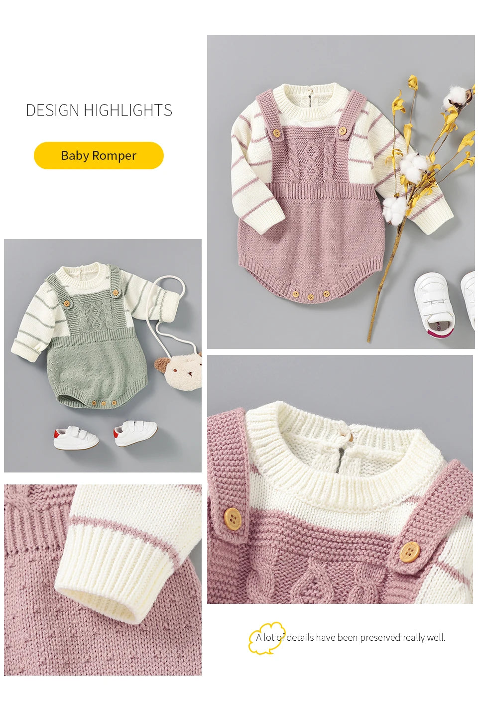 Baby Bodysuits Long Sleeve Spring Autumn Outwear Newborn Boy Girl Knitted Onesie Winter One Pieces Toddler Infant Unisex Clothes