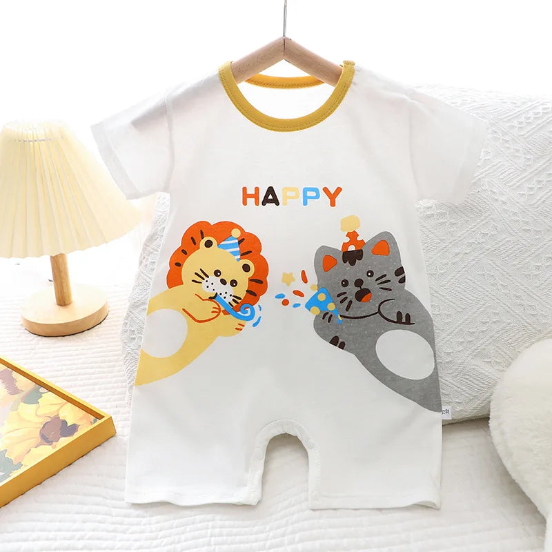 2024 Infant Toddler Crawling Clothes Cotton Summer Boys Girls Thin Male Baby Female Short-sleeved Romper suit Children's Onesie