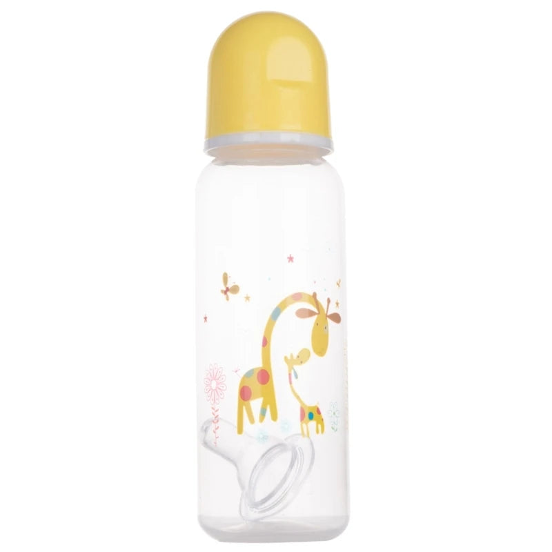 Upgraded 250ml Plastics Baby Bottle Cartoon Pattern Baby Feeding Bottle Suitable for Infant Newborn 7-inch Height