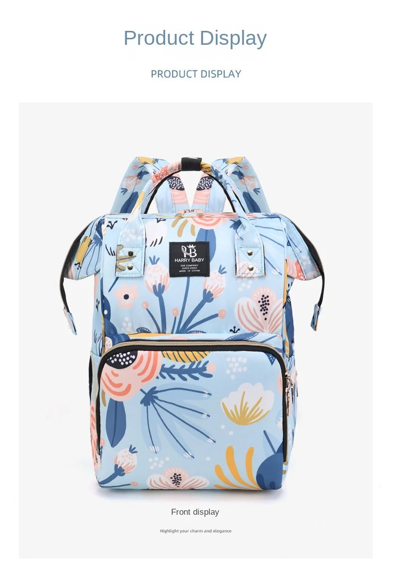 Fashion Print Nappy Backpack Bag Mummy Large Capacity Bag Mom Baby Multi-function Outdoor Travel Diaper Bags for Baby Care Stuff