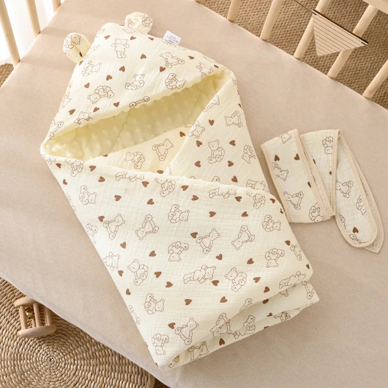 Baby Swaddle Blanket Newborn 100% Cotton Sleepin Babies Blankets Cover Infant Warm Sleep Sack With straps for 0-1Y 90*90cm