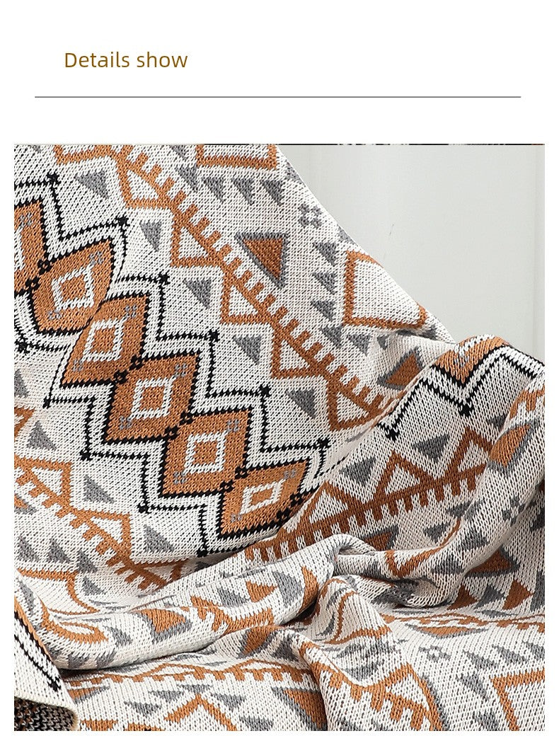 Navajo Knitting Bohemia Baby Air Conditioning Blanket