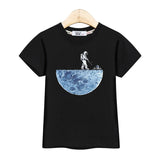 Astronaut New Cartoon T-shirt Boys Summer Shirt Children Short Sleeved Tops Spaceman Clothes 3-14T