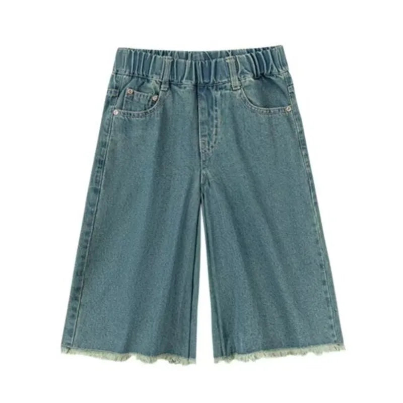 Girls' Jeans Spring And Summer New Style Children's Straight-leg Medium And Large Children's Wide-leg Spring Loose Trousers