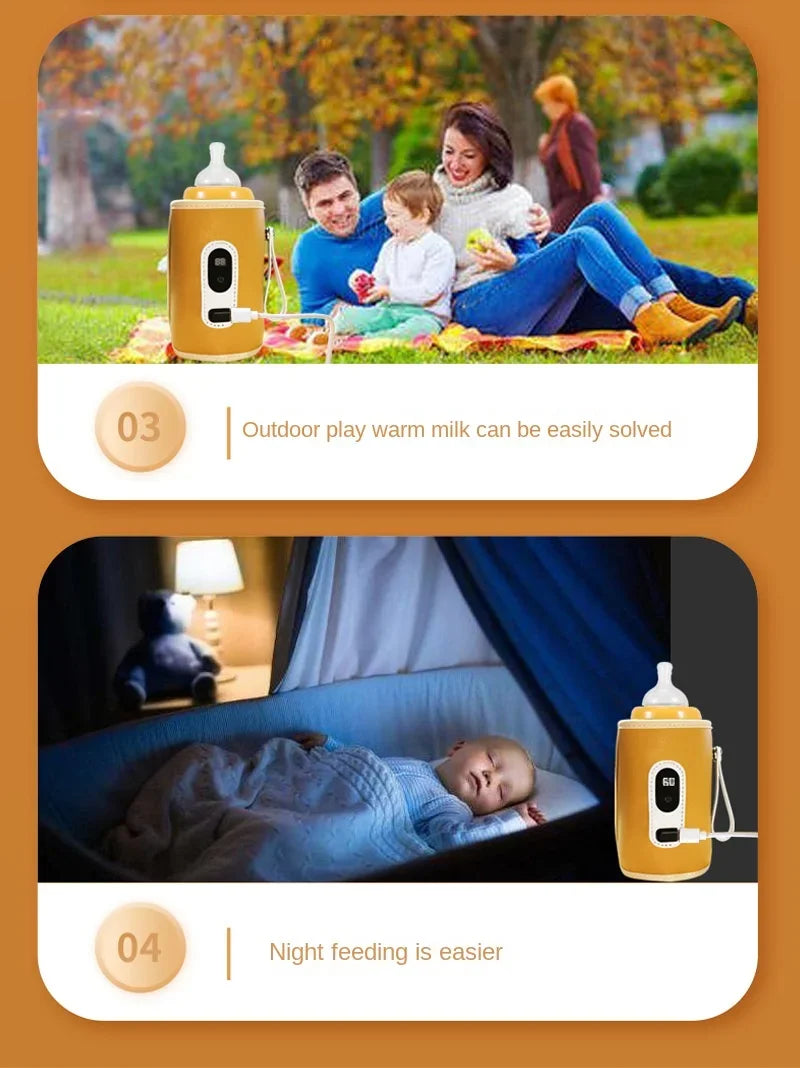 USB Baby Milk Bottle Thermal Bag Universal Digital Display Nursing Bottle Heater Portable Baby Milk Heat Keeper for Traveling