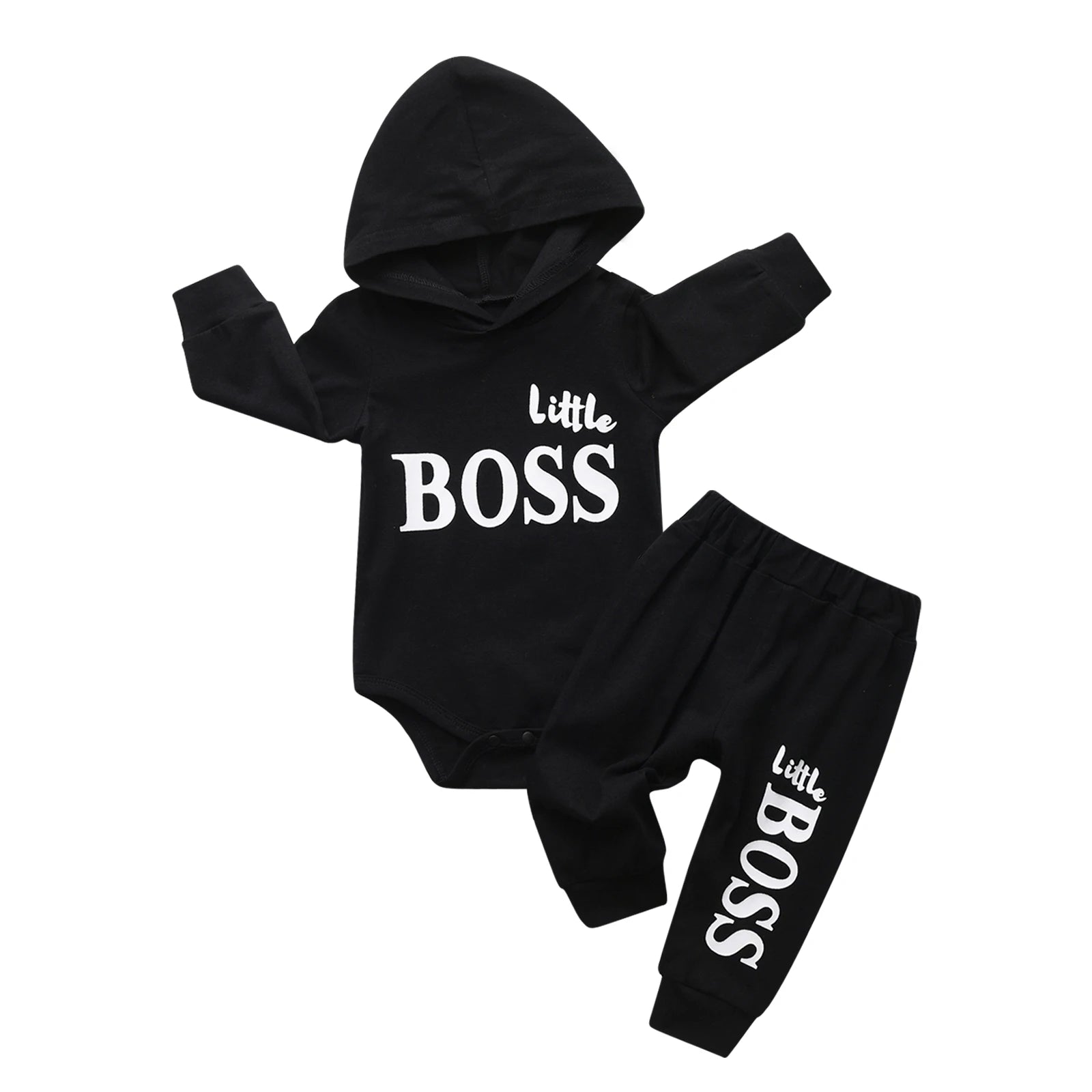 2pcs New Toddler Baby Boy Casual Clothes Set Cotton Long Sleeve Hooded Romper Bodysuit Top and Pants Newborn Outfit for Boys