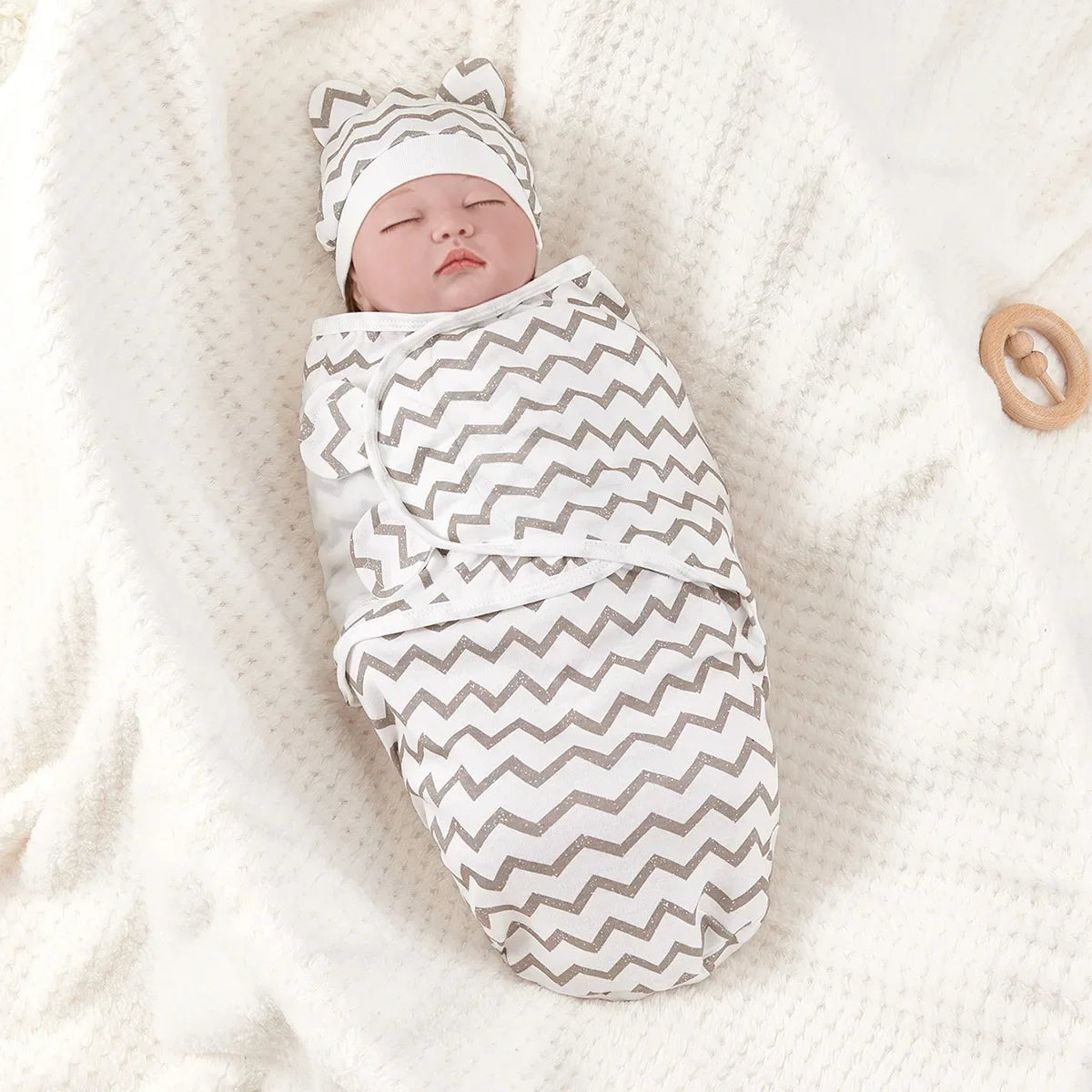 Baby Anti-shock Swaddle Cotton Printed Wrap Spring/Summer Baby Wrap Two-piece Baby Anti-kick Blanket Suitable for 0-3 Months