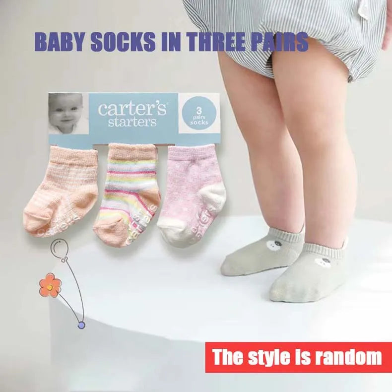 9 Pairs of A Pack Children's Cotton Socks Cute Non-slip Carter Baby Socks 0-1 Year Old Baby Boys and Girls Random Style