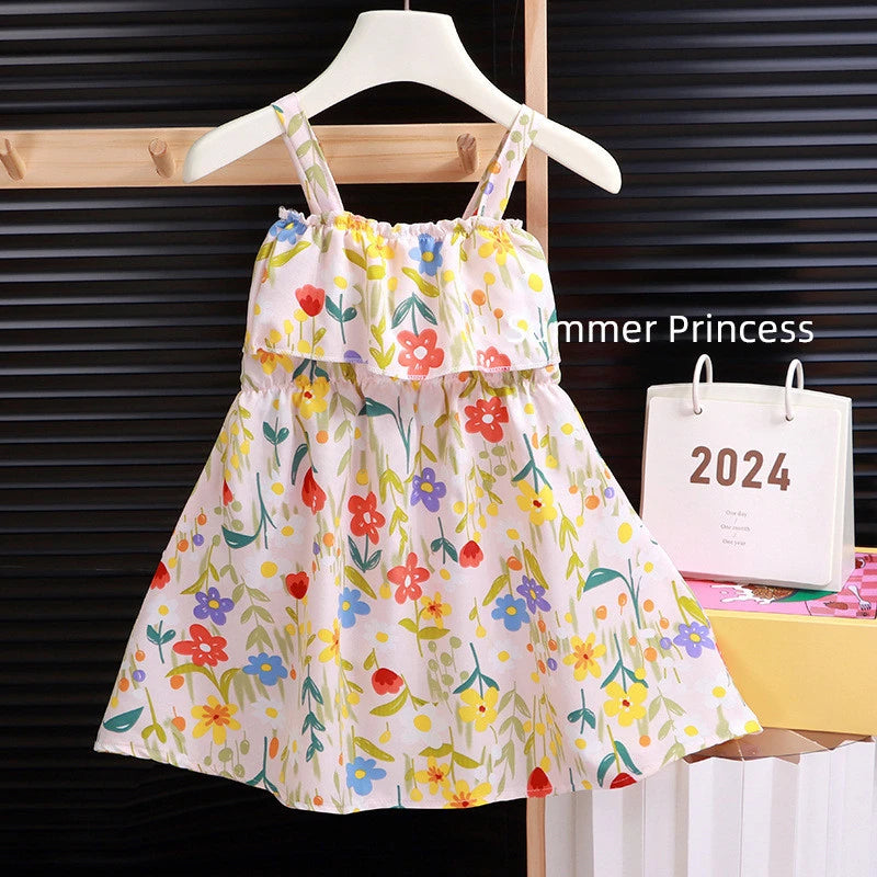 Dresses for Kids Girls Coolred Summer Middle and Big Kids Girls Seaside Holiday Halter Dresses