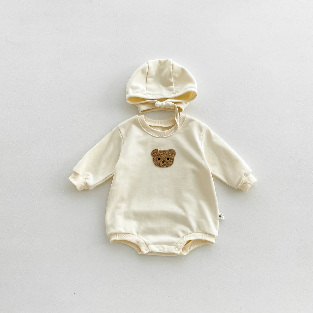 FLM Baby Romper Long Sleeved Bear Pattern + Hat Stripe Toddler Boy  Jumpsuit Baby Clothes 0-24M