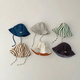 Double Sided Baby Bucket Hat Solid Color Striped Plaid Fisherman Cap for Infant Panama Bonnet Summer Kids Sun Visor Hats