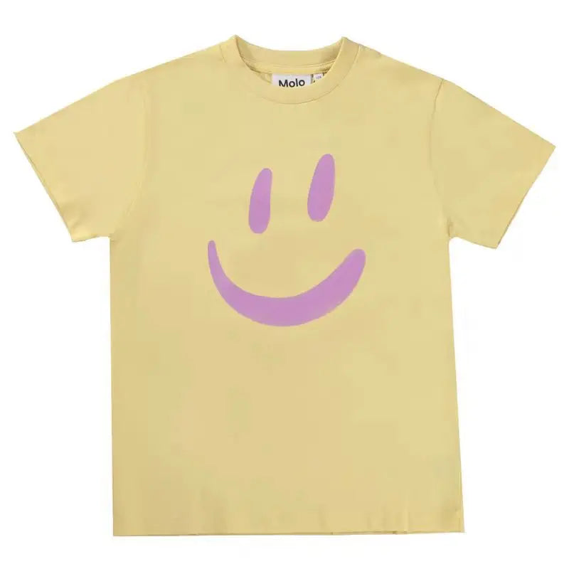 Boys Clothes Molo Brand New Summer Sale Smile Face Kids T-shirts Short Sleeve Cute Cartoon Tops Cotton Tee Toddler Girls Outwear