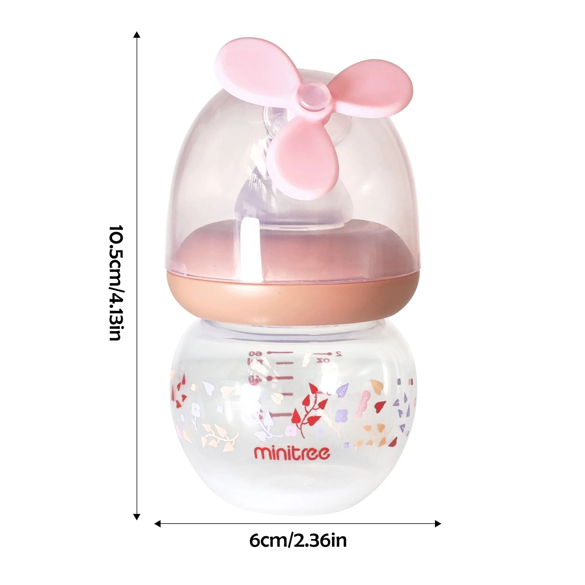 0-6 months newborn baby mini bottle, 60ml creative small windmill baby bottle, fall-proof and anti-colic PP bottle, BPA-free