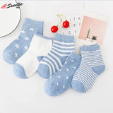 5Pairs Baby Socks Newborn Baby Boy Socks 0-1-3-7Y Kids Pure Cotton Animal Design Fadeless Soft Children's Socks for Girls