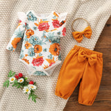 Baby Girls Summer 2Pcs Outfit Set Long Sleeve Printing Floral For Casual Suit