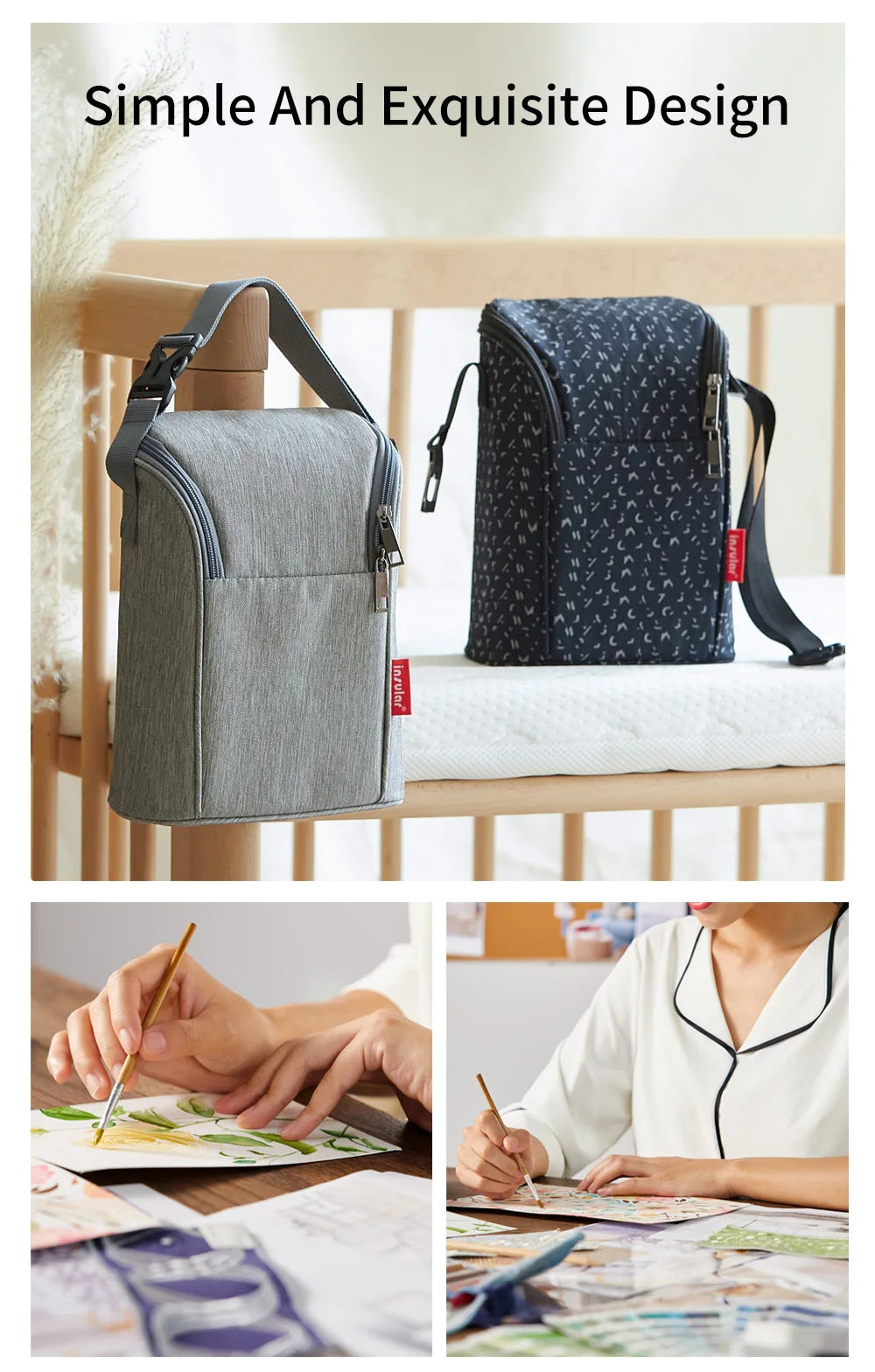 Portable Mother Feeding Bottle Bag Heat Insulation Lunch Bags Leak-proof Breast Milk Cooler Bag with Stroller Hanging Design