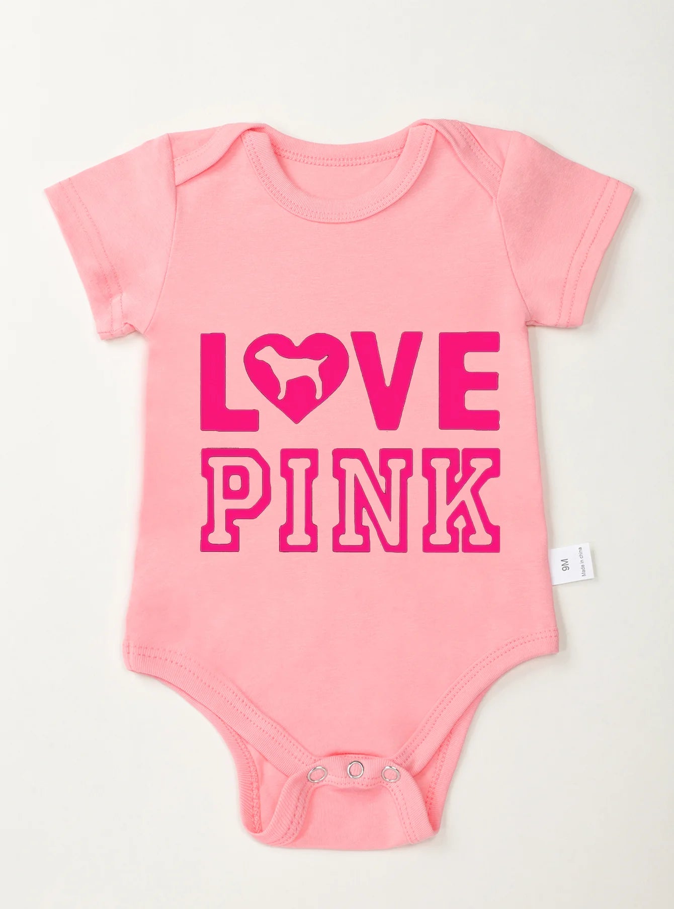 Baby Girl Boy High Quality Infant Fashion Love Pink Printing Bodysuit Newborn Clothes Rompers Jumpsuit Toddler Trendy