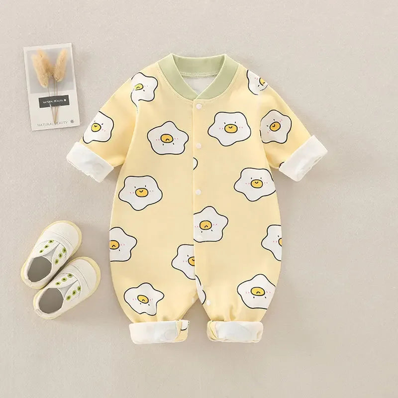 Baby Bodysuit Cotton Print Long Sleeve Boys and Girls Infant Comfort Creeper One Piece Spring and Autumn