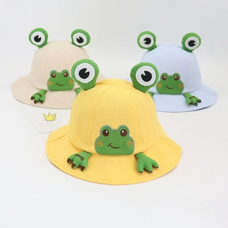 Baby Bucket Hat for Kids Spring Outdoor Boys Girls Sun Hat Summer Cute Frog Toddler Children Fisherman Cap Cotton Panama Bonnet