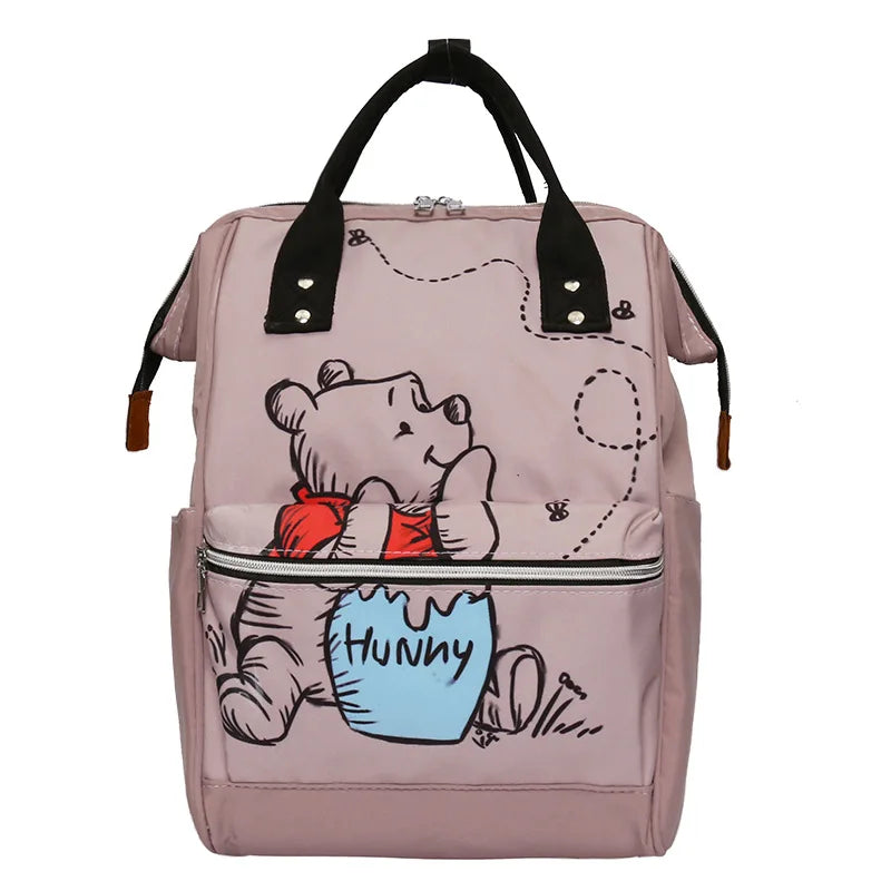 Disney New Mommy Bag Fashion Cartoon Print Large Capacity Mommy Bag Mother and Baby Bag Waterproof Bottle Diaper Backpack