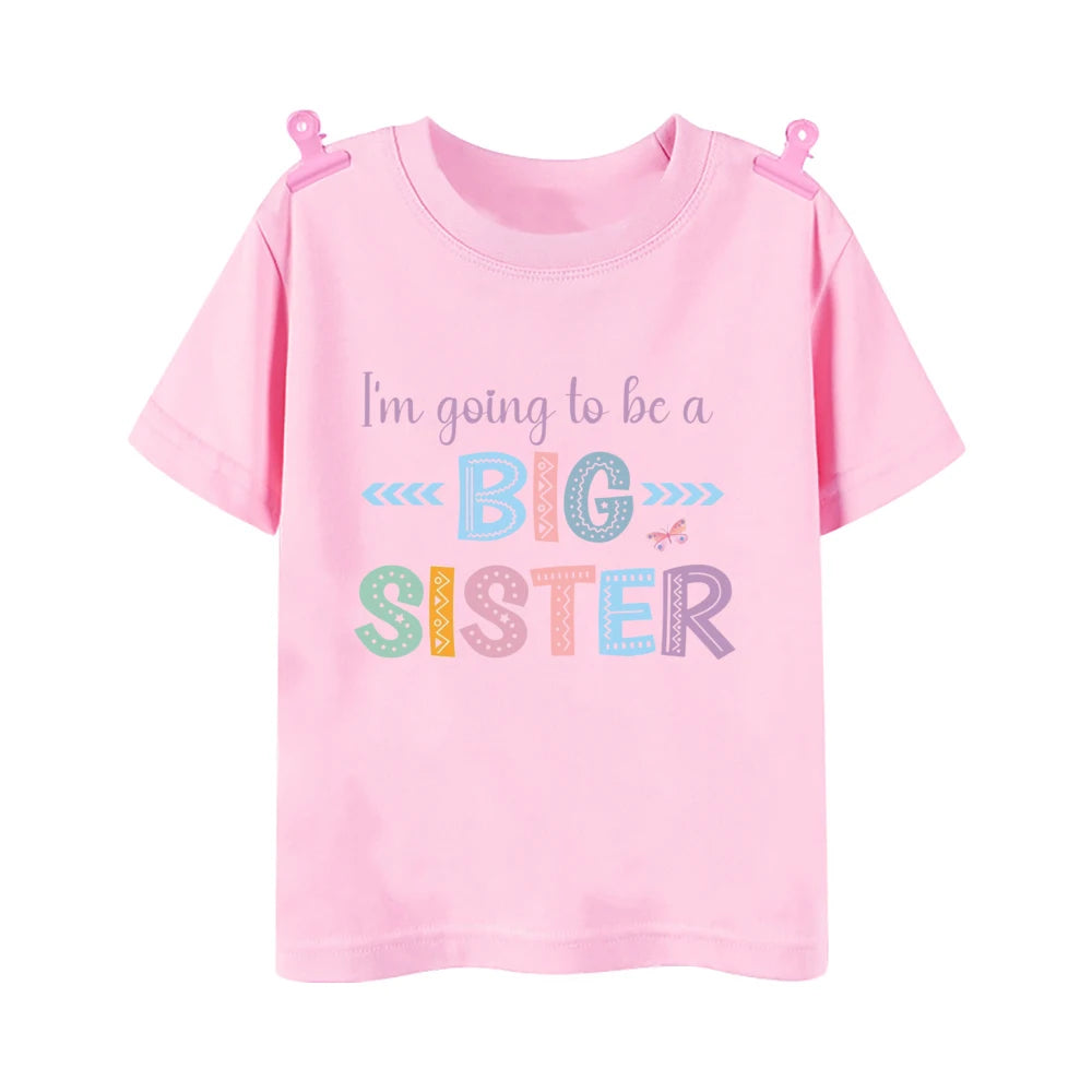 I'm Going To Be A Big Sister Printed Girls Shirt Tee Pregnancy Announcement Kids T-shirt Child Summer Short Sleeve Clothes Tops