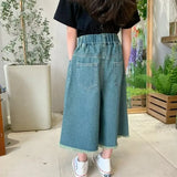 Girls' Jeans Spring And Summer New Style Children's Straight-leg Medium And Large Children's Wide-leg Spring Loose Trousers