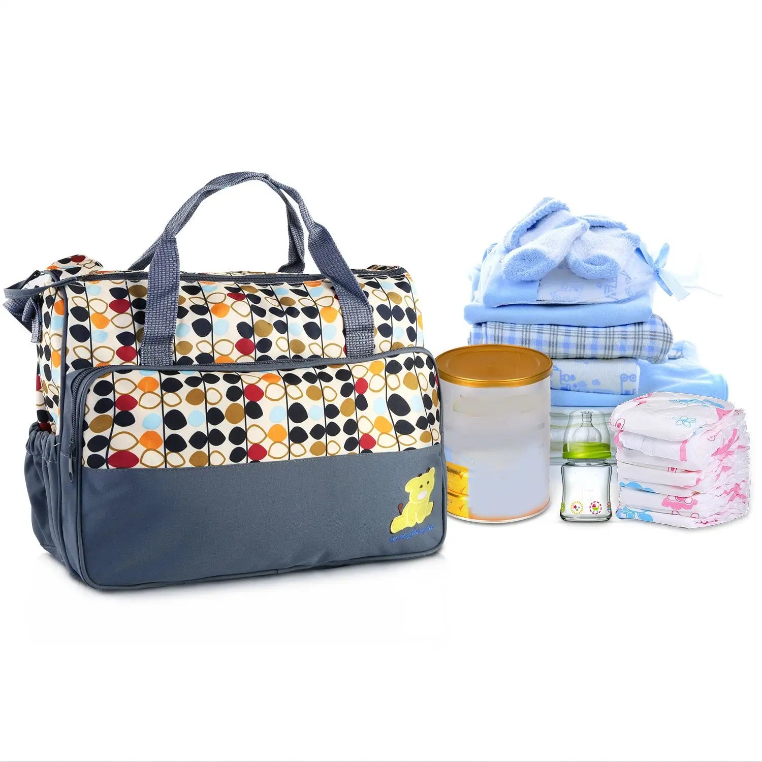 NEW 5PCS Baby Nappy Diaper Bags Set Mummy Diaper Shoulder Bags w/ Nappy Changing Pad Insulated Pockets Travel Tote Bags